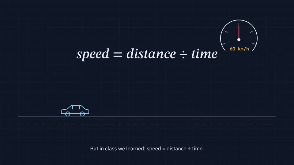 Blueprint Explainer: Thin line drawings on a navy grid, a needle that sweeps, a formula that writes itself and calm subtitles.