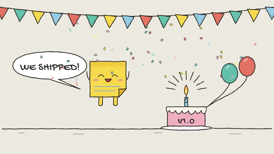 Doodle Mascot: A wobbly hand-drawn mascot walks on, squashes, jumps and celebrates on sketchbook paper.